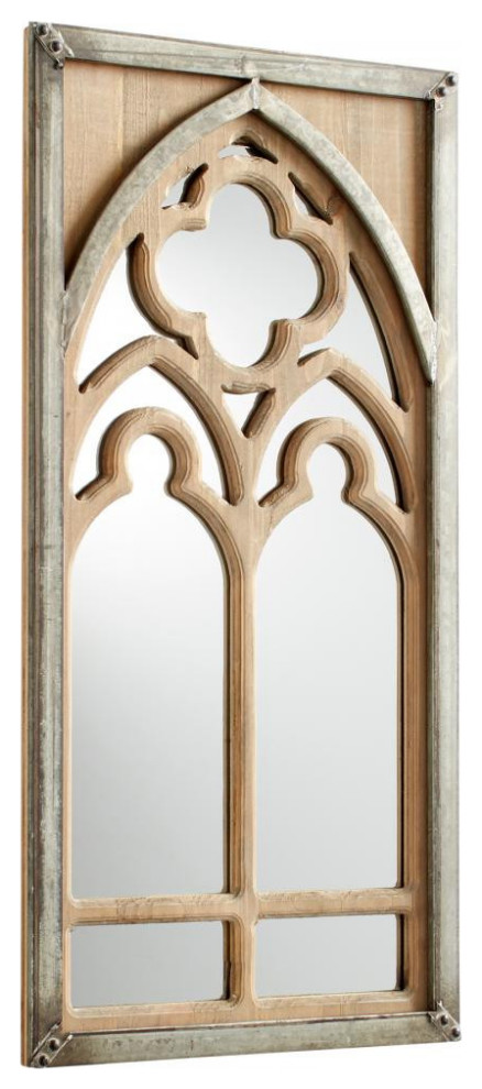 Carlita Mirror, Galvanized Metal &  Wood, Galvanized Metal &  Wood, 15"W