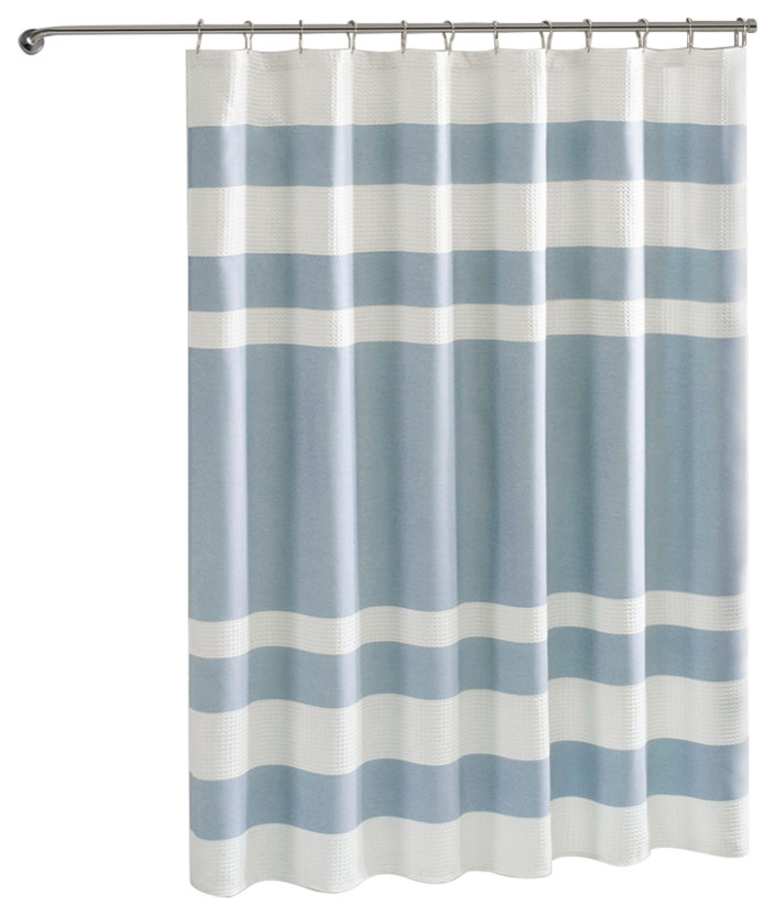Madison Park Spa Waffle Shower Curtain With 3M Treatment, Blue