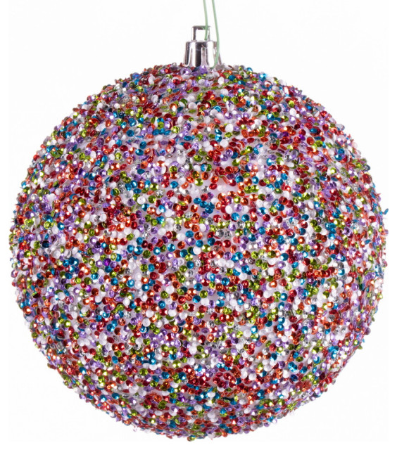 Beaded Ball Ornament , Multicolor, 4.75"