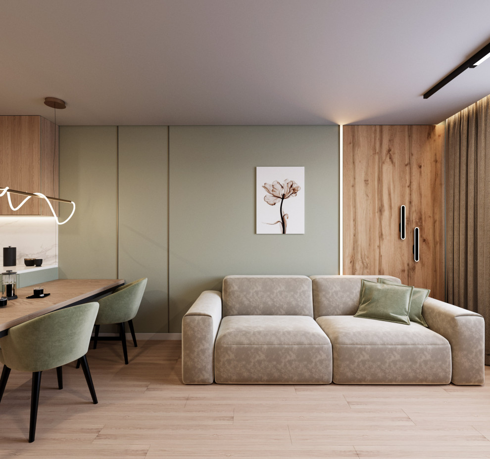 Дизайн "Фисташковый с элементами дерева"