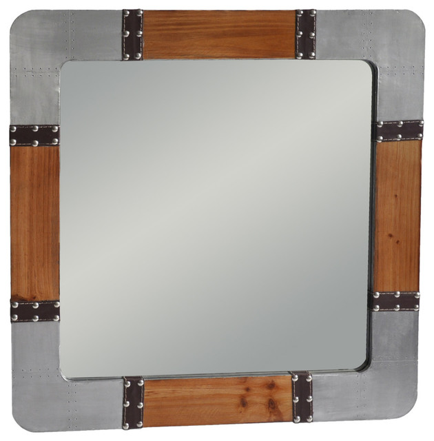 Industrial Wall Mirror wood and metal wall mirror - industrial - wall mirrors -cheungs Industrial Wall Mirror wood and metal wall mirror - industrial - wall mirrors -cheungs