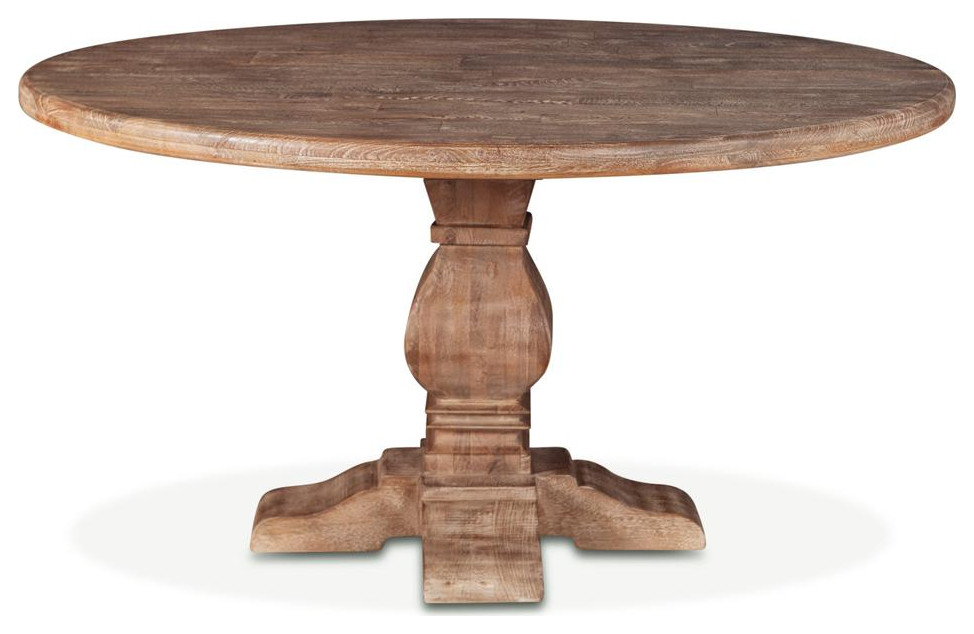 Pengrove 54Inch Round Mango Wood Dining Table in Antique Oak Finish