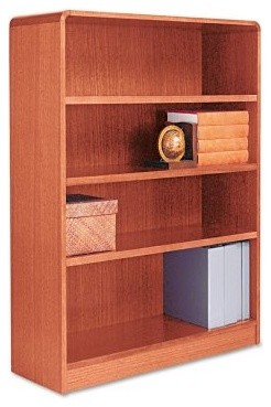 Alera BCR44836MO Aleradius Corner Wood Veneer Bookcase - Medium Oak