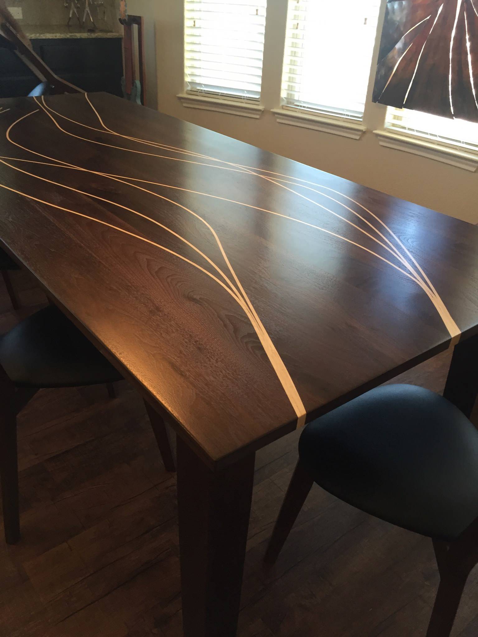 Walnut Table with Maple Inlay