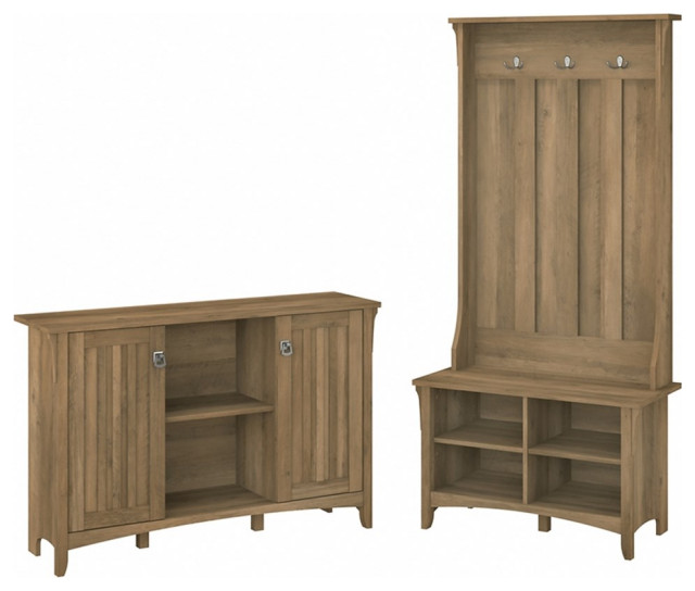 Pemberly Row Engineered Wood Hall Tree w/ Shoe Bench & in