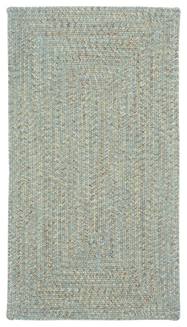 Sea Pottery Concentric Braided Rectangle Rug, Caribbean, 3'x3'