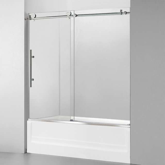WoodBridge 5660" W x62" H Frameless Sliding Bathtub Shower Door