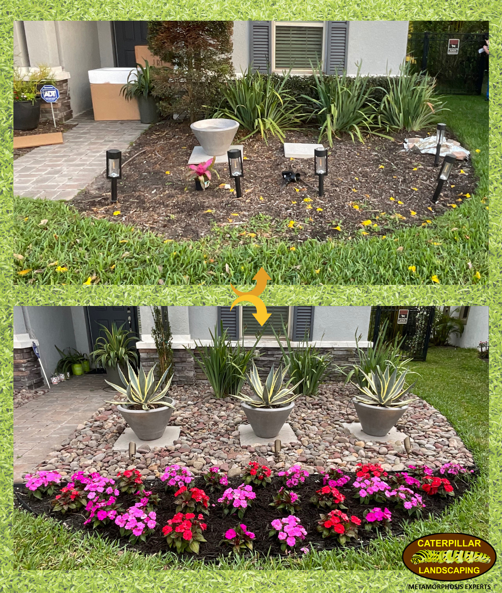 Before and After Flower Beds and Rock Gardens