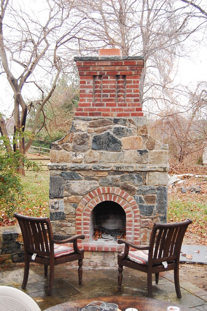 Outdoor Masonry Stone Fireplace