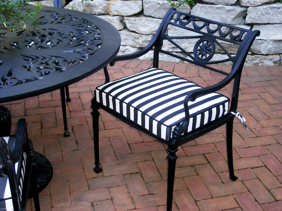 Black and White Striped Outdoor Chair Cushion