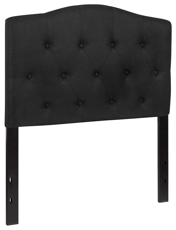 Cambridge Tufted Upholstered Twin Size Headboard, Black Fabric