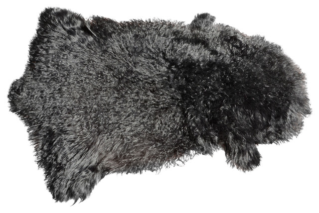 Genuine Tibetan Mongolian Lamb Fur Pelt Black Contemporary Genuine Tibetan Mongolian Lamb Fur Pelt Black
