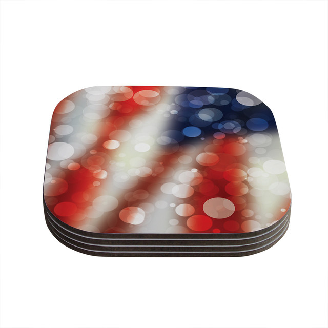KESS Original "Patriot" America Bokeh Coasters, Set of 4