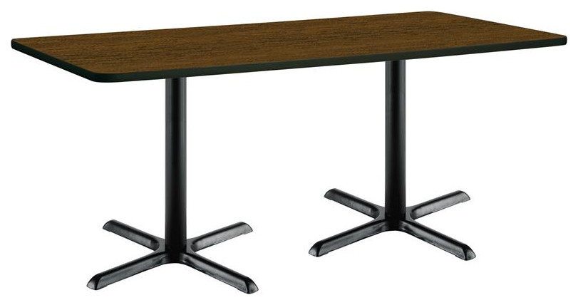 KFI 36" x 72" Pedestal Table - Walnut Top - Black X-Base