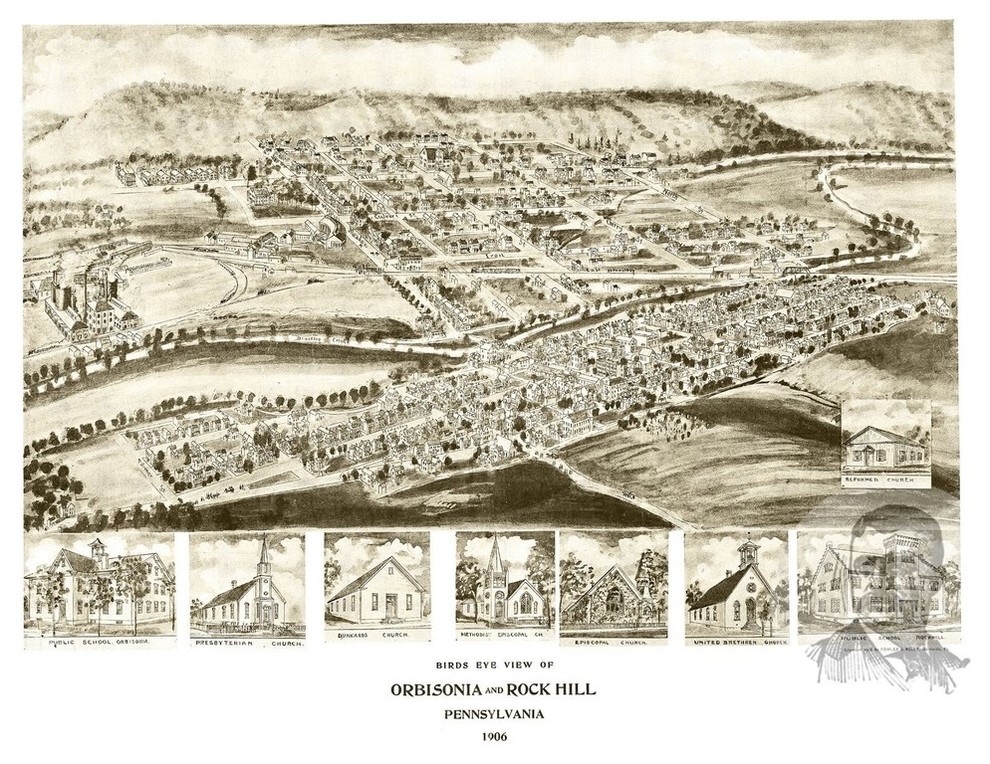 Old Map of Orbisonia Pennsylvania 1906, Vintage Map Art Print, 12"x18