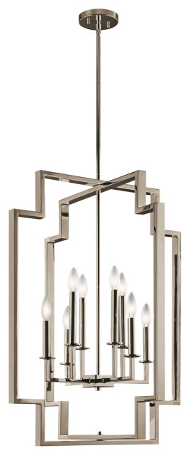 Downtown Deco 8 Light Chandelier, Polished Nickel