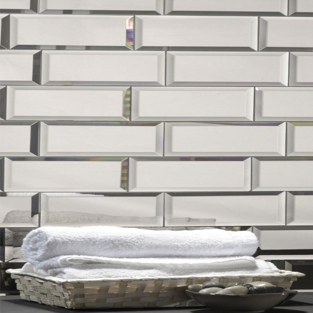 3 X12 Silver Mirror Glass Subway Tile Backsplash Contemporary 3 X12 Silver Mirror Glass Subway Tile Backsplash Contemporary Wall And Floor By Abolos