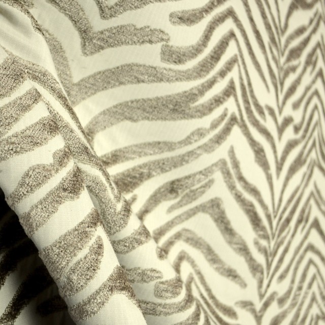 Balfour Linen Taupe Grey Chenille Zebra Animal Skin Upholstery Fabric