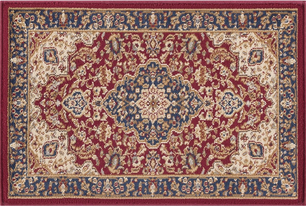 Kirsten Transitional Border Area Rug, Red, 2'x3'