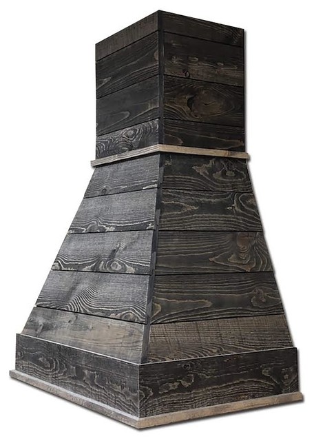 Castlewood Rustic Shiplap Chimney Hood With Liner And Ventilator, Rustic/Spruce,