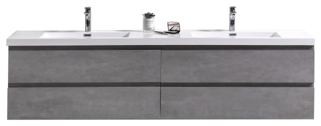 MOB 72" Double Sink Wall Mounted Bathroom Vanity With Reinforced Acrylic Sink, C