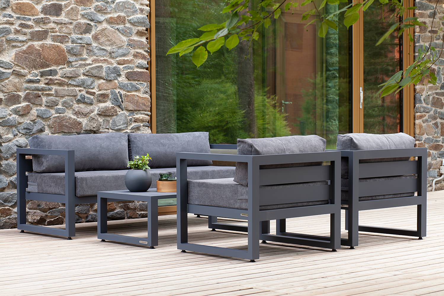 CAPRI серый: диван, 2 кресла, столик