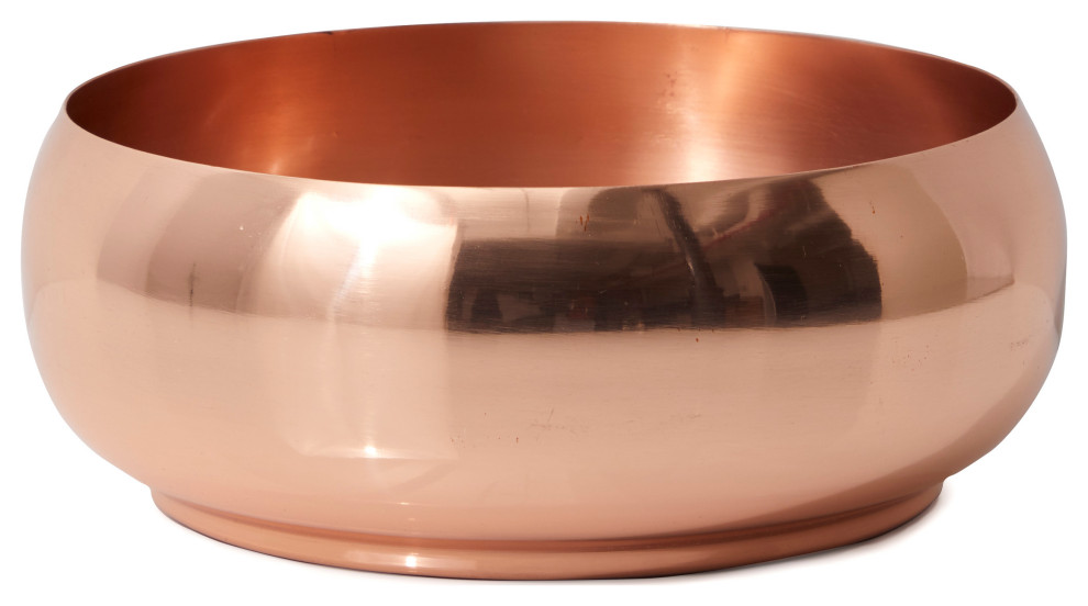 Decorative Shallow Copper Bowl for Low Arrangements, 3"x8