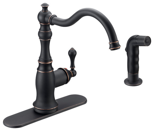 Designers Impressions 650234 Oil Rubbed Bronze Kitchen Faucet With Sprayer Traditional Kitchen Faucets By Door Corner Houzz