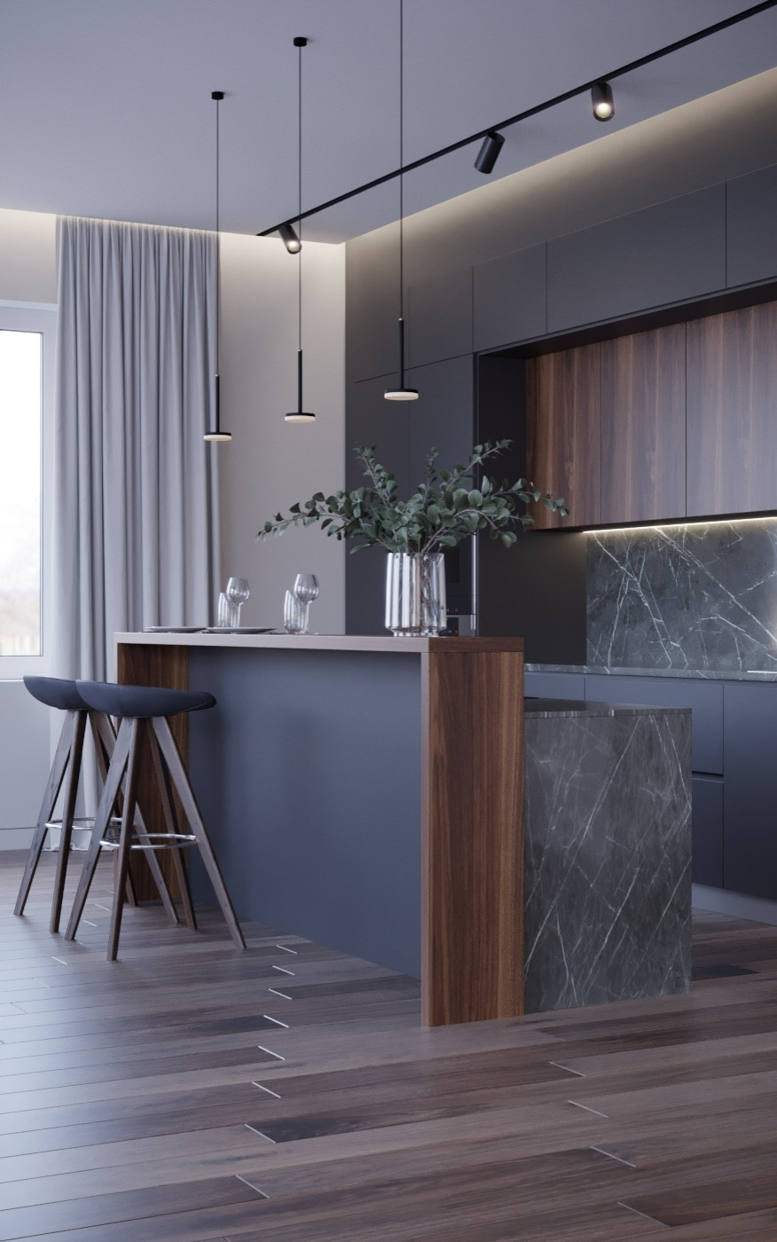 Кухня. Дизайн-проект коттеджа в Московской области