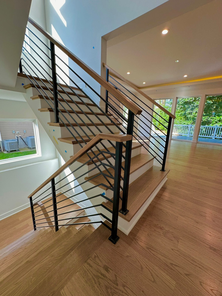 Metal railings with wood top
