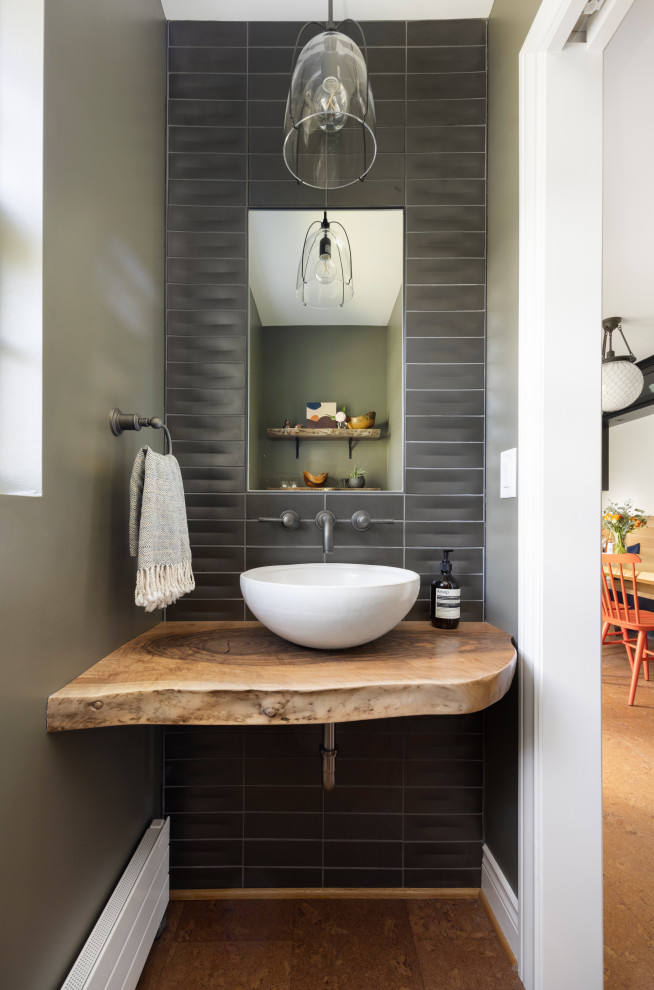 Design ideas for a transitional powder room in Portland.