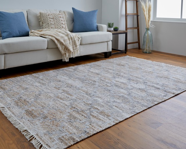 Weave & Wander Elstow Transitional PET Yarn Beige/Gray Rug, 5'x8