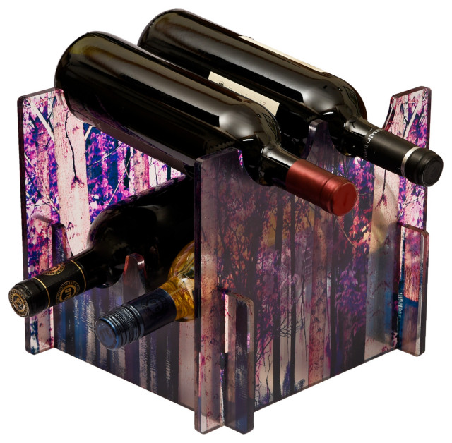 4 Bottle Acrylic Wine Rack, Purple Contemporary Wine Racks by