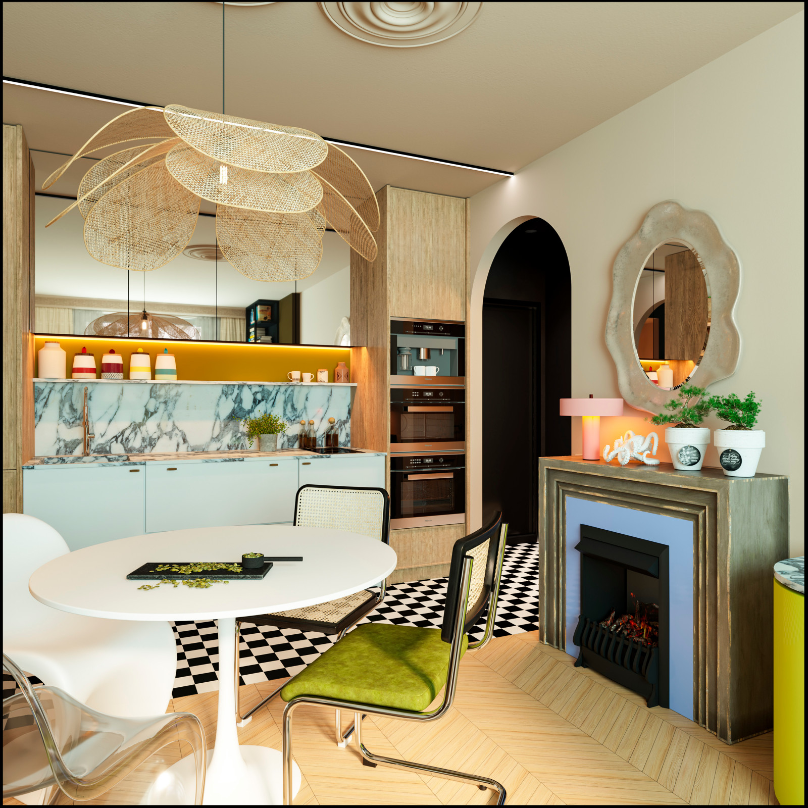 Необычная яркая современная классика на 60 м2 в квартире от ПИК