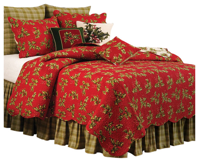 Holly Red Bedding Ensemble By April Cornell Traditional Quilts Holly Red King Quilt Bedding Ensemble By April Cornell 8 Piece