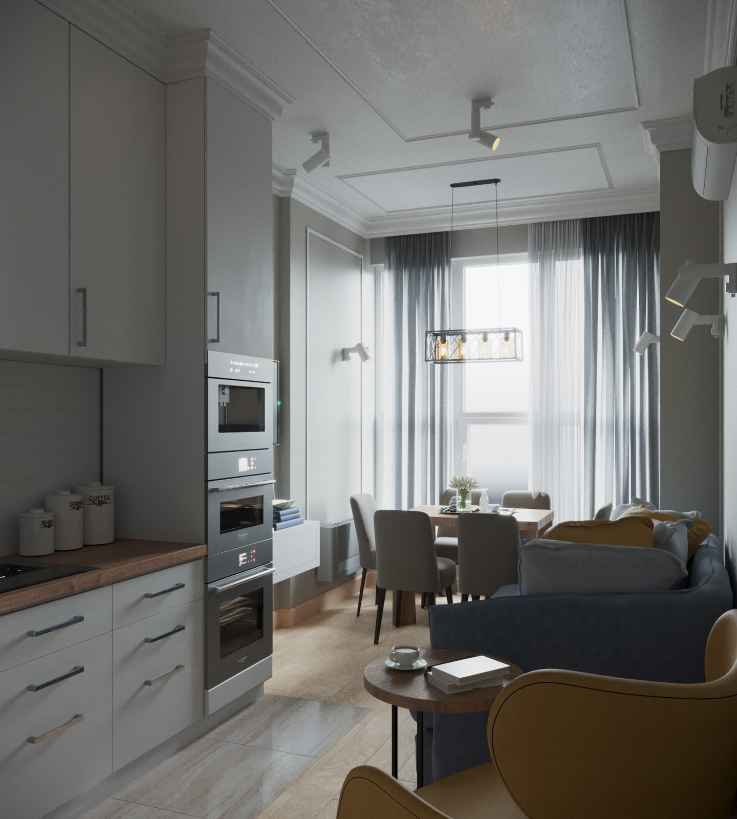 4-к квартира в Москве в пастельных тонах современной классики