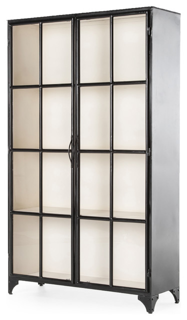 78 H Bartley Cabinet Bookcase Solid Iron Frame Dual Glass Doors