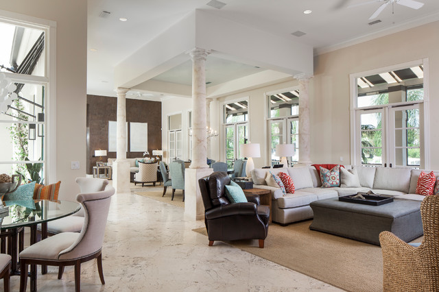 Transitional Living exotico-salon