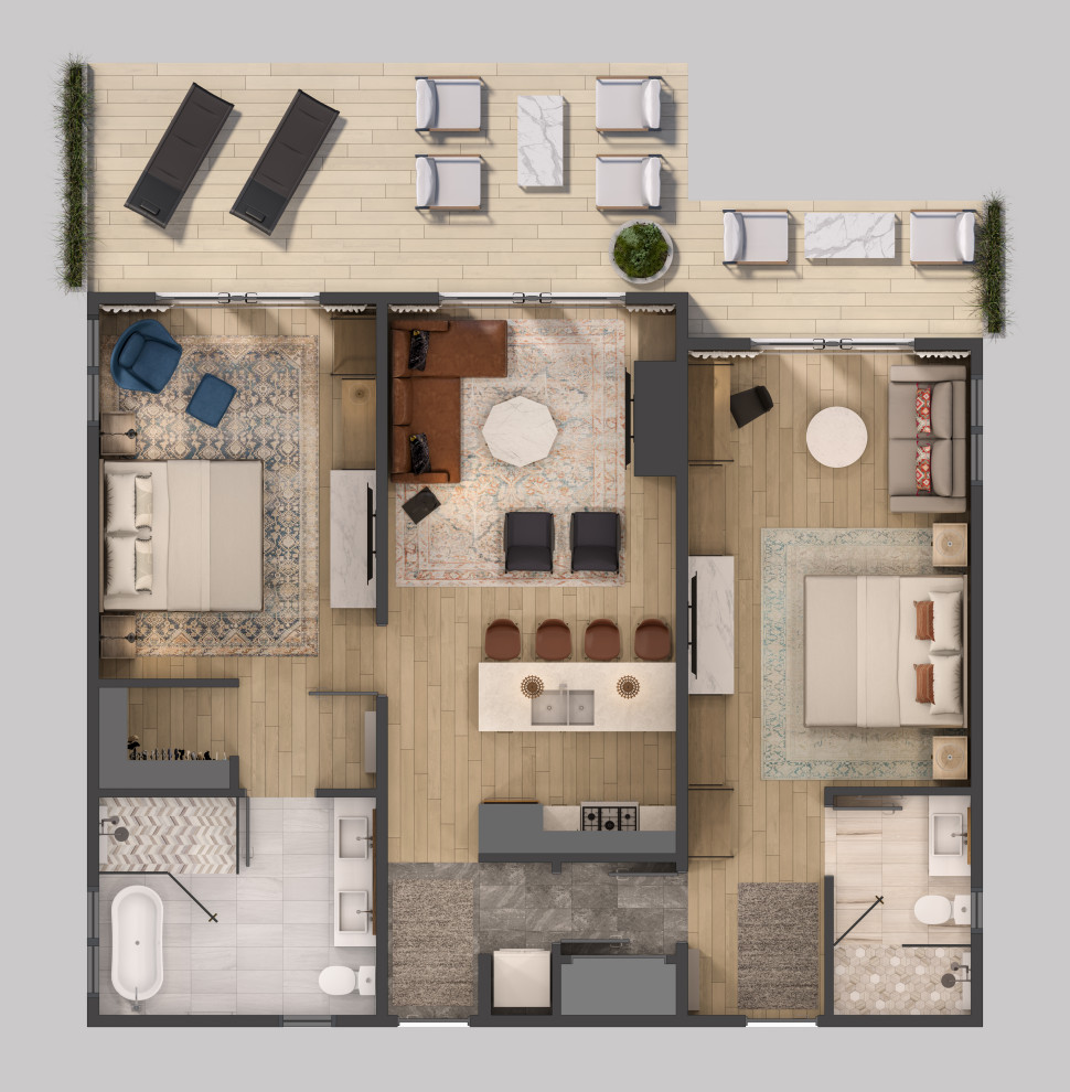 Resort Rental Home Two Bedroom Floor Plan