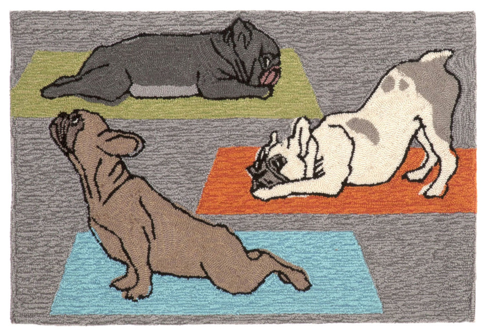 Yoga Dogs Grey Rugs 1488/47 - 24"X36"