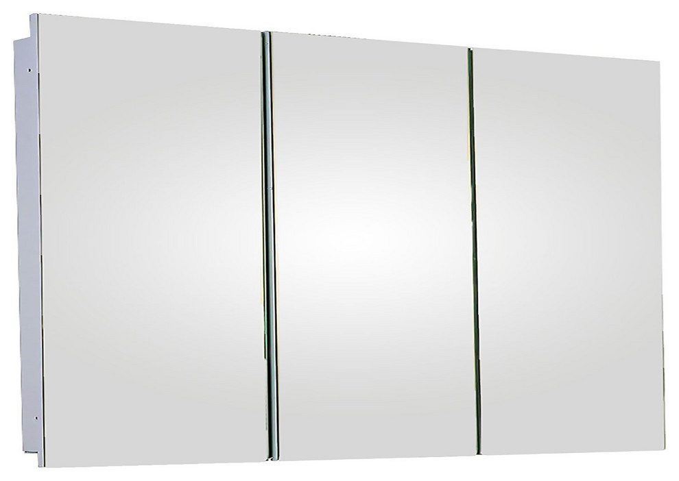 Tri-View Series Medicine Cabinet, 60"x36", Polished Edge