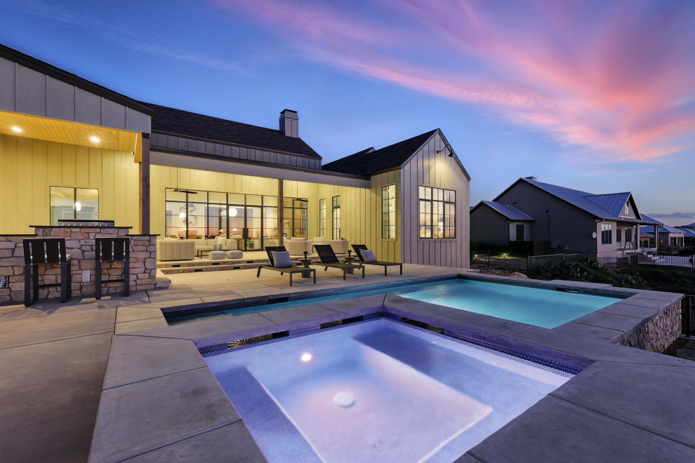 Pool - large modern rectangular pool idea in Dallas