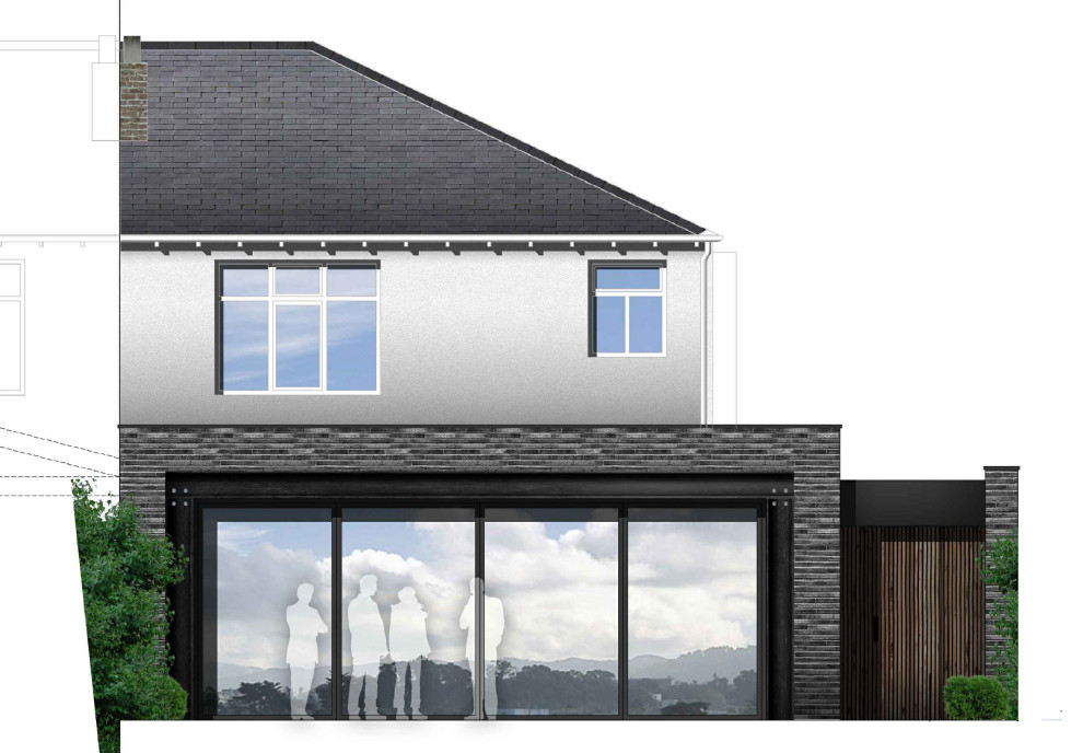 Идея дизайна: маленький, одноэтажный, кирпичный, бежевый дуплекс в современном стиле с плоской крышей, зеленой крышей и серой крышей для на участке и в саду