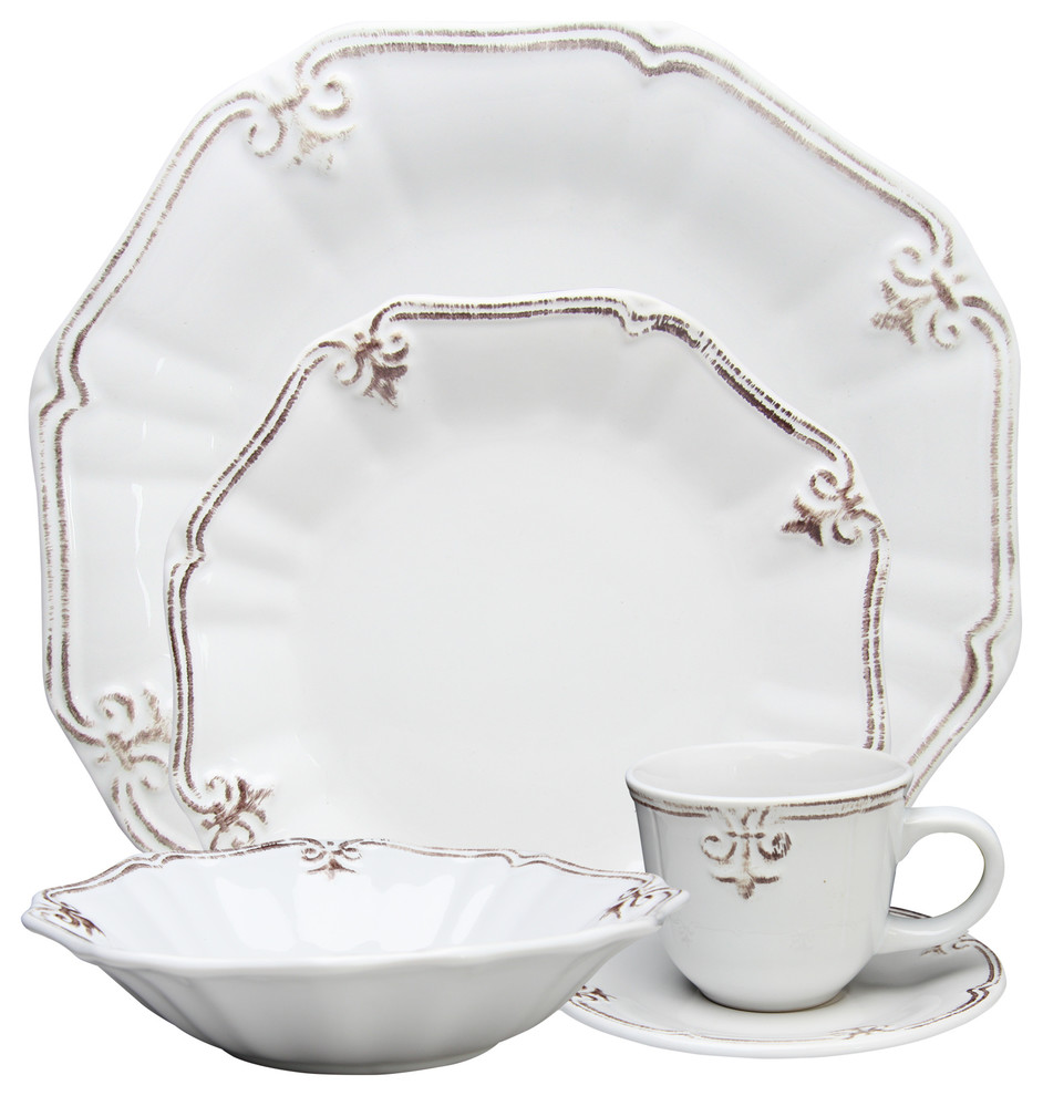 Elama Fleur De Lis 20Piece Dinnerware Set Traditional Dinnerware Sets by Bargain4all