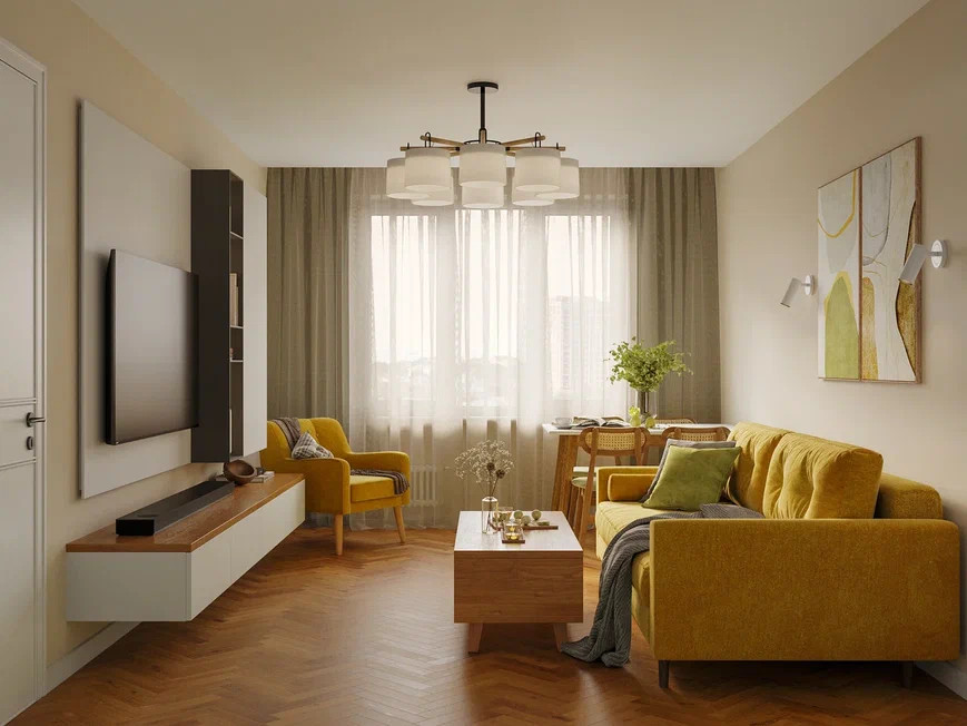 Ремонт квартиры 44,45 м2 для молодой женщины