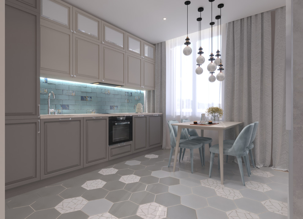 Дизайн интерьера однокомнатной квартиры-студии в стиле Контемпорари.