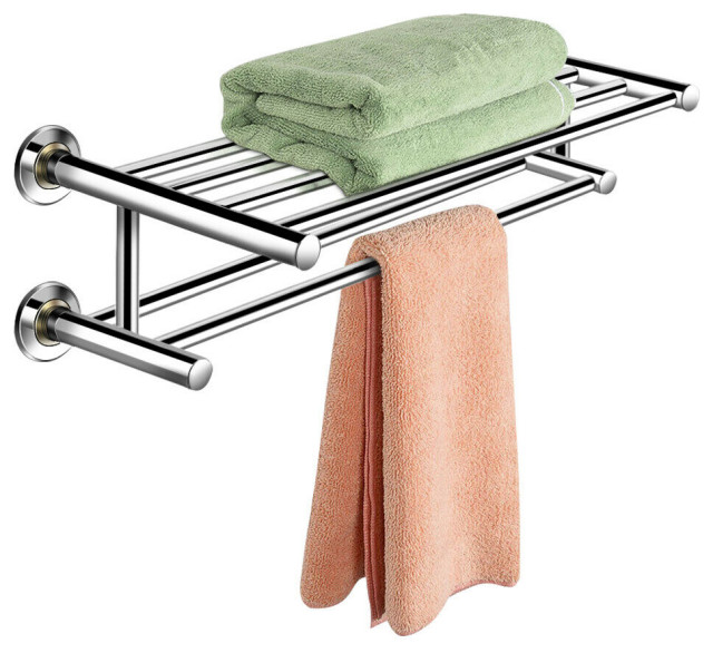 Costway Wall Mounted Towel Rack Bathroom Holder Storage Shelf Stainless Steel