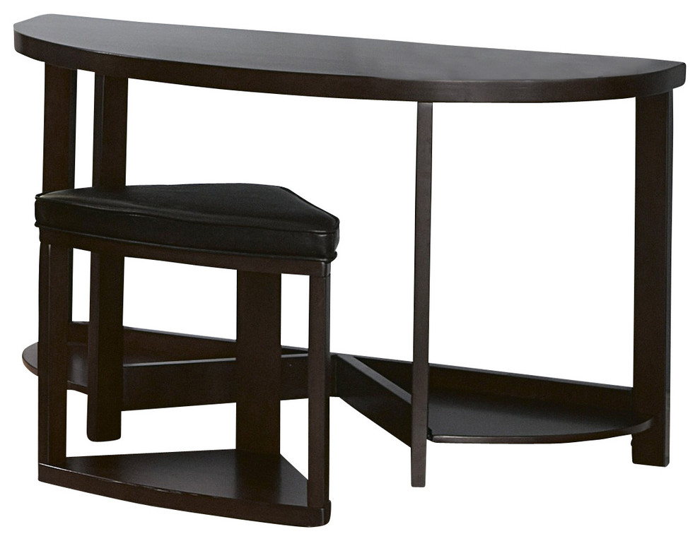 Homelegance Brussel II Half Moon Wood Sofa Table With 1 Ottoman