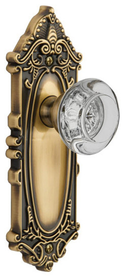 Grandeur Privacy-Grande Victorian Plate-Bordeaux Crystal Knob-Vintage Brass