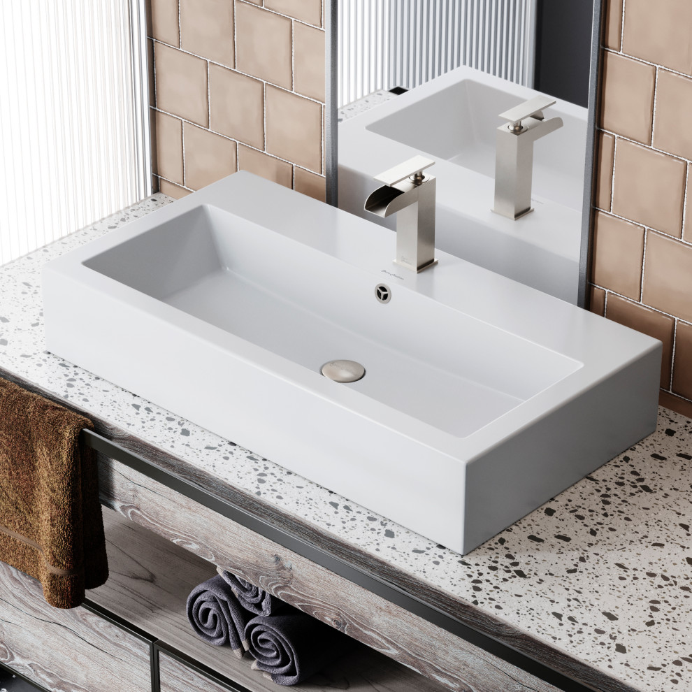 Voltaire Wide Rectangle Vessel Sink - Contemporary - Bathroom Sinks ...